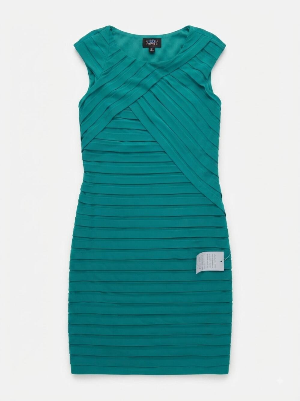 Adrianna Papell Petite Size 10P Teal Green Ruched Cocktail Dress NWT Formal